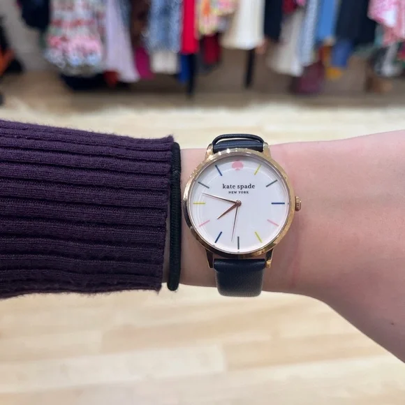 Kate Spade Gold-Tone Watch with Black Strap